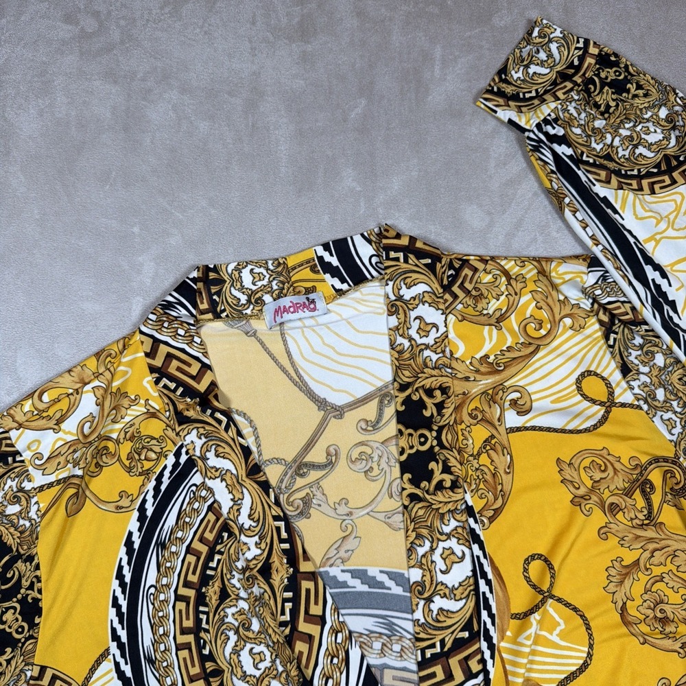 Madrag Made USA Plus Size 1X Baroque Chain Print Layer Kimono Cover Up Duster - Picture 1 of 9